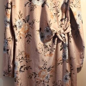 Suzy Shier Floral Dress in Peach and Blue